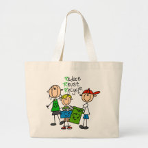 Stick Figure Reduce  Reuse Recycle T-shirts Canvas Bags