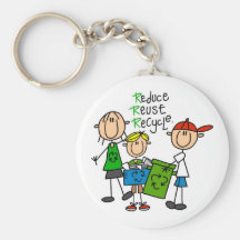 Stick Figure Reduce  Reuse Recycle T-shirts Keychain
