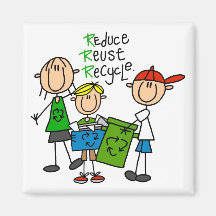 Stick Figure Reduce  Reuse Recycle T-shirts Magnet