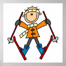 Stick Figure Skier T-shirts and Gifts Print