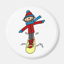 Stick Figure Snowboarding Fridge Magnets
