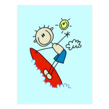 Stick Figure Surfer Boy Tshirts and Gifts Postcard
