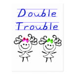 Stick Figure Twin girls Post Cards