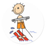 Stick Figure Water Skiing Tshirts and gifts stickers