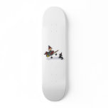 Stick Figure Witch with Cute Cat Skateboards