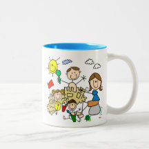 Stick Figures Family Beach Fun Coffee Mug