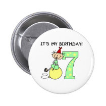 Stick Girl 7th Birthday buttons