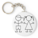 Stick Girl keychain twin boy girl