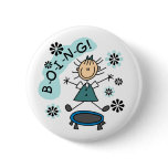 Stick Girl on Trampoline Pinback Button