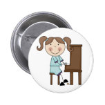 Stick Girl Playing Piano Pinback Buttons