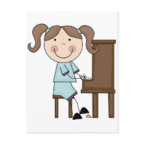 Stick Girl Playing Piano Postcards