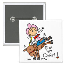 Stick Girl Ride Em Cowgirl Tshirts and Gifts Pins
