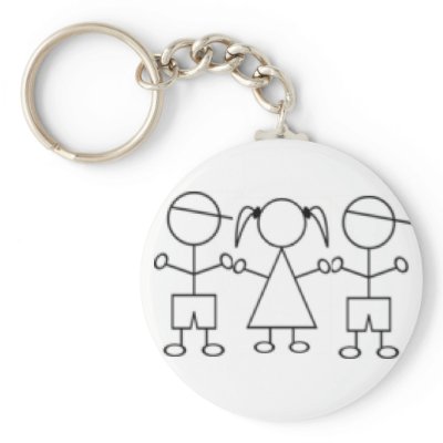 stick kids keychain triplet boy boy girl by twinacious
