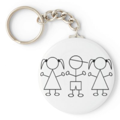 Stick kids keychain triplet girl girl boy by twinacious