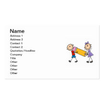 Stick Kids With Pencil Business Card Templates