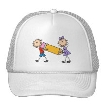 Stick Kids With Pencil Mesh Hats