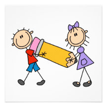 Stick Kids With Pencil Personalized Announcements