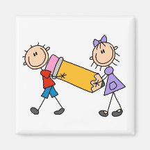 Stick Kids With Pencil Refrigerator Magnets