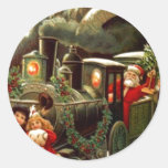 Sticker Antique Holiday Christmas Santa Train Moon