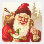 Sticker Antique Woodland Forest Santa Christmas
