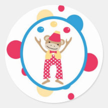sticker circus cute fun monkey balls polk a dots
