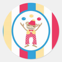 sticker circus cute fun monkey balls stripes