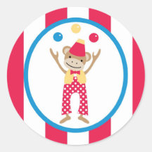 sticker circus cute fun monkey balls stripes