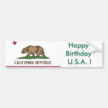 Sticker Flag of California, Happy Birthday U.S.A.! Bumper Stickers