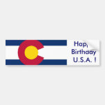 Sticker Flag of Colorado, Happy Birthday U.S.A.! Bumper Stickers