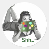 Sticker Shh... Retro Lady Fun Surprise Party Seals stickers