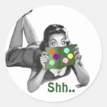 Sticker Shh... Retro Lady Fun Surprise Party Seals