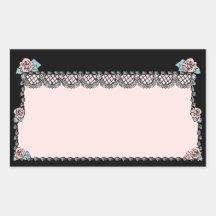 Sticker Vintage Pink Wedding Cake Roses Lace Black