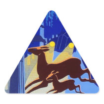 Sticker Vintage Travel Deer in Headlights Art Deco