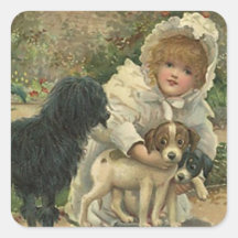Sticker Vintage Victorian Saving Strays Dogs Pups