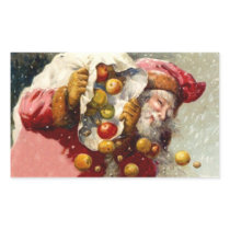 Sticker Vintage Woodland Santa Apples Sack Snowing