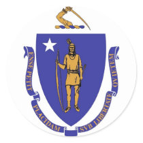 Sticker with Flag of Massachusetts