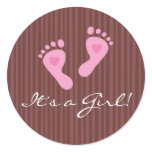 Stickers: Baby girl pink footprints - It's a Girl!