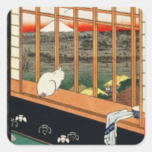 Stickers: Cat on Window by Hiroshige