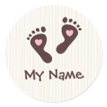 Stickers: chocolate baby girl footprints