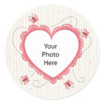 Stickers: Pink lace heart photo frame