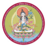 STICKERS White Tara - with mantra