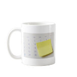 Sticky note on calendar mugs