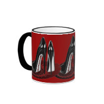 Stiletto Art - Black and Maroon Coffee Mugs