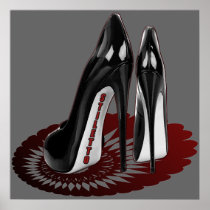 Stiletto Art - Black and Maroon