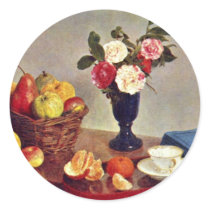 Still Life By Fantin-Latour Henri Round Sticker