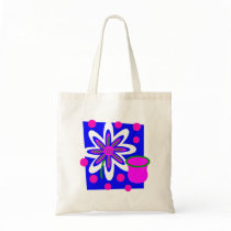 Still Life Flower And Vase, Fuchsia & Deep Blue Canvas Bag