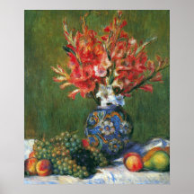 Still Life Flowers Fruit by Renoir, Impressionism Posters