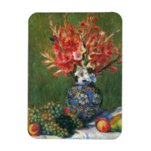 Still Life Flowers Fruit by Renoir, Impressionism Rectangular Magnet