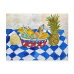 still life fruit basket art postcard