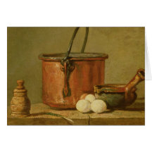 Still Life of Cooking Utensils, Cauldron Greeting Cards